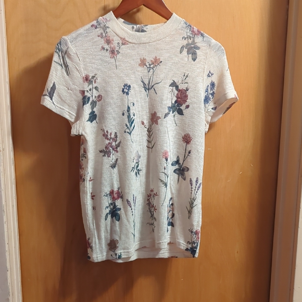 Gaze USA Mesh Knit Top with Floral Accents